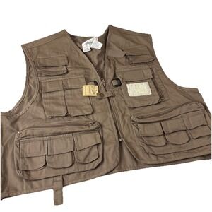 Ausable Fly Fishing Vest Adult Large Brown Cargo Pockets Tactical Outdoor